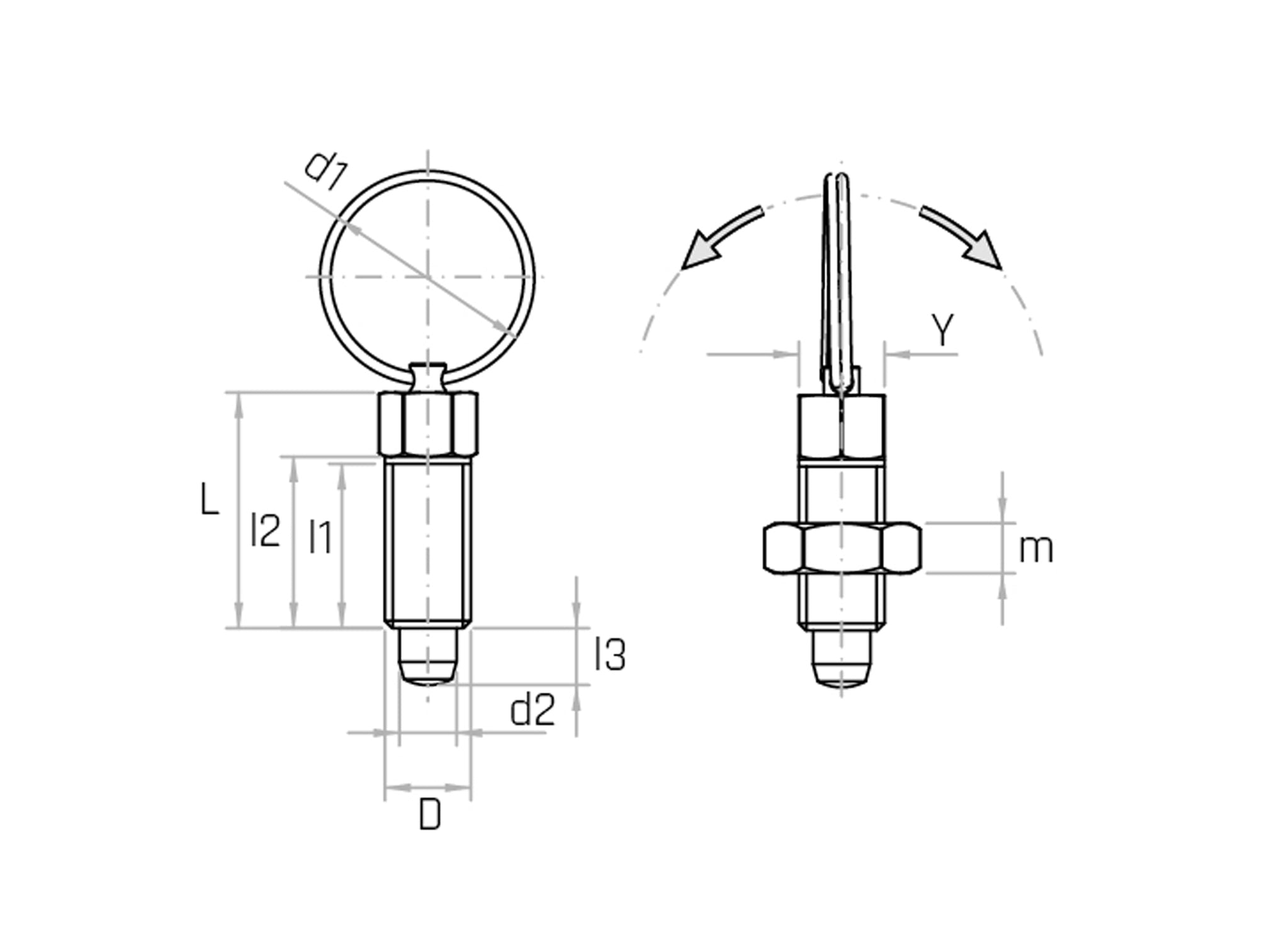 Spring plunger with body, ring, tip and spring in AISI 303 stainless steel - model PSDAX and PSDAX/C - Gamm  Spring plunger with body, ring, tip and spring in AISI 303 stainless steel - model PSDAX and PSDAX/C - Gamm